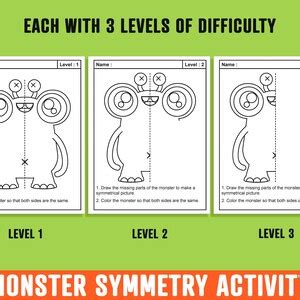 Monster Symmetry Worksheet Monsters Lines Of Symmetry Etsy Symmetry