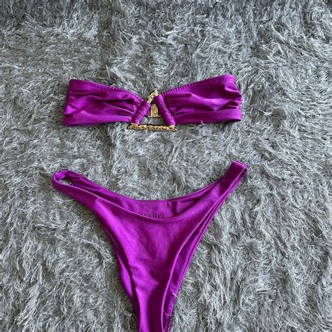MESHKI Bikini Purple Pink Gold Hardware Size Depop