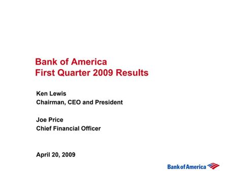 Q1 2009 Earning Report of Bank of America Corp | PDF
