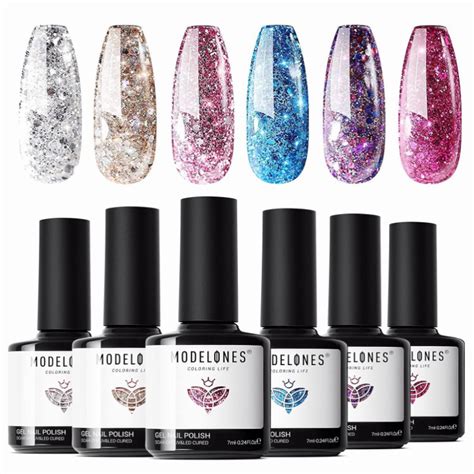 Jual Modelones Gel Nail Polish Set 6 Warna Nude Neutral Gel Polish Nude Pink Skin Tone Glitter