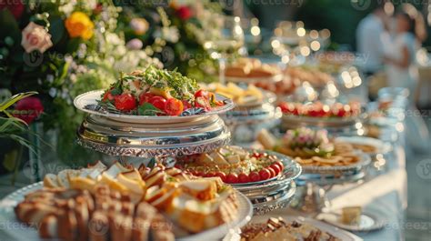 Elegant Outdoor Buffet Setup Brimming With Colorful Culinary Delights