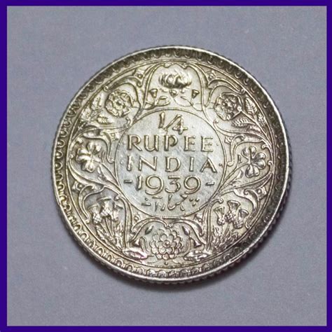 Sold Quarter Rupee George Vi King British India Silver Coin