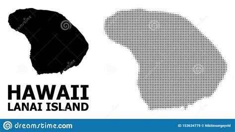 Vector Halftone Mosaic And Solid Map Of Lanai Island Stock Vector