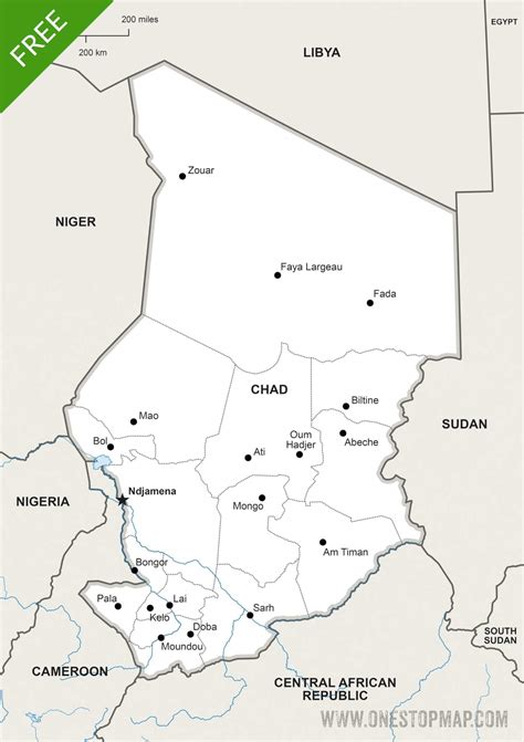 Free Vector Map of Chad Political | One Stop Map