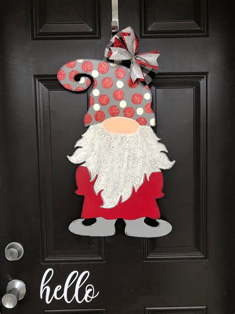 Christmas Gnome Door Hanger Etsy Christmas Gnome Christmas Door Hanger Christmas Decor Diy