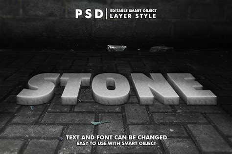 Efeito De Texto Psd Edit Vel De Pedra Psd Premium