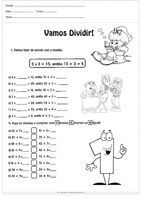 Atividades De Divisão 2 Ano Para Imprimir - Atividades de multiplicação e divisão 2º ano - Para Imprimir