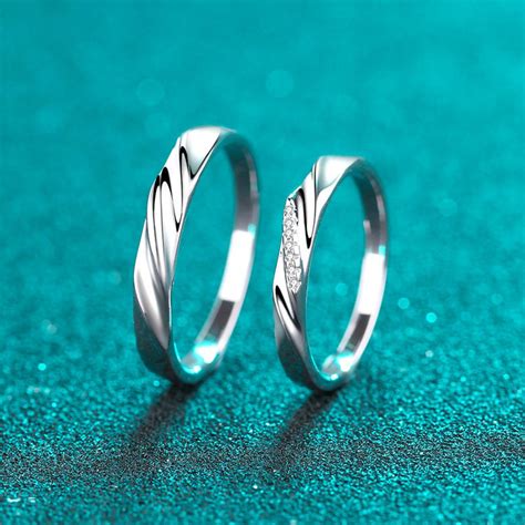 Engravable Unique Promise Rings For Couples In Sterling Silver - CoupleSets