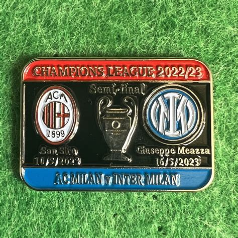 ucl semi final ac miland  inter milan red black blue enamel pin