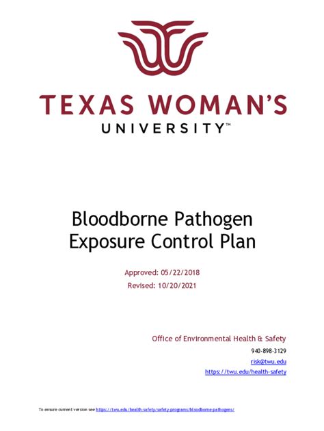 Fillable Online Bloodborne Pathogens Exposure Control Plan Information