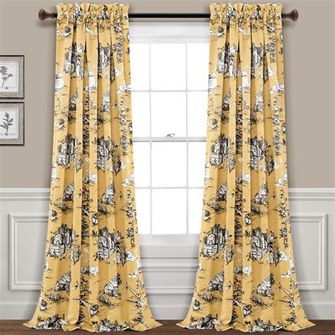 French Country Toile Room Darkening Window Curtain Set | Lush Decor ...