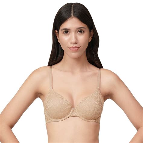Buy Amante Lace Dream Lightly Padded Wired Lace Bra Nude Online