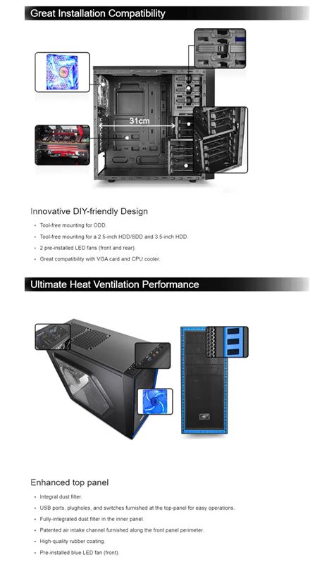 Buy Deepcool Tesseract SW Mid Tower Chassis Black/Blue [DP-CCATX ...
