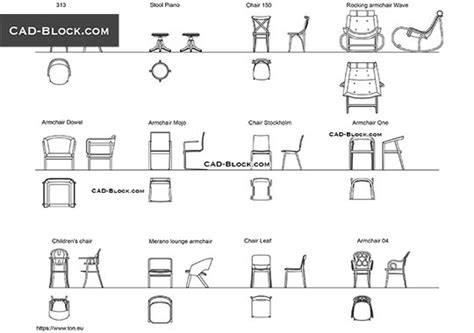 Outdoor Chairs Ottomans AutoCAD Furniture Set For Plans And Elevations