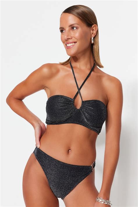 Trendyolmilla Siyah Aksesuarlı Simli Regular Bikini Altı TBESS23BA00272 Fiyatı Yorumları