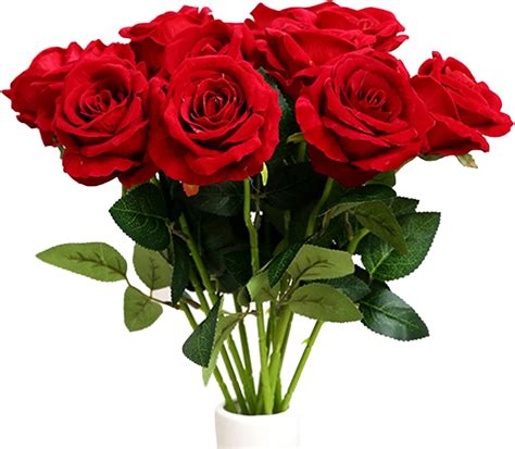 Fake Rose Single Rose Flower Silk Simulation Red Rose 6 Pcs : Amazon.ca ...