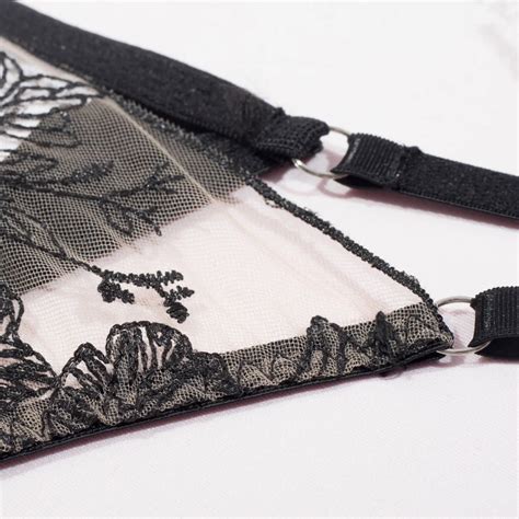 Feather Sensual Lingerie Floral Embroidery Underwear Uncensored Sheer Lace Exotic Set Garters