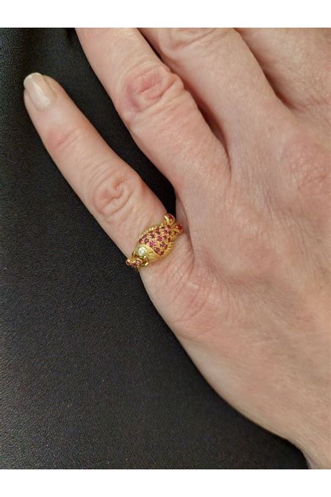 Bague Poisson Rubis Diamant Or 18k Occasion