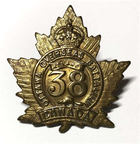 Canada 38th Battalion Ottawa Cef Ww1 Cap Badge