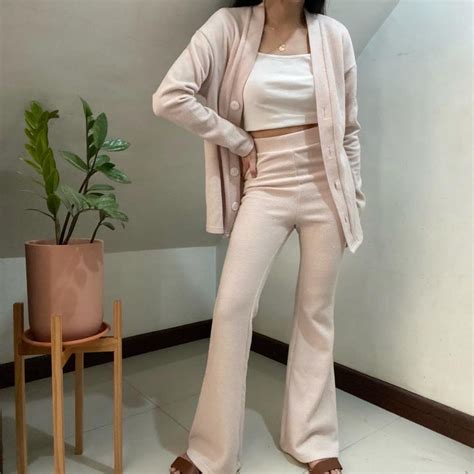 Shein Nude Ribbed Coords Women S Fashion Dresses Sets Sets Or Coordinates On Carousell