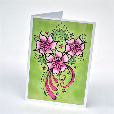 'Pink Flowers' Art Card — FIZZBUBBLE Art & Design