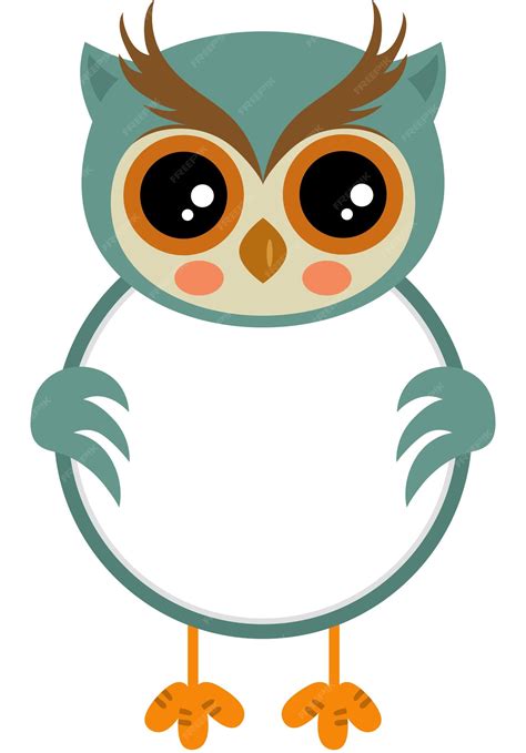 Lindo Búho Azul Con Signo De Círculo En Blanco Vector Premium