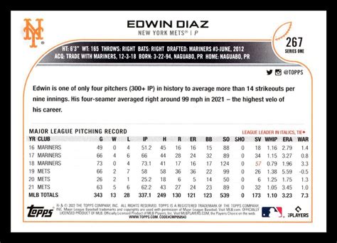 Edwin Diaz New York Mets Topps Exclusive Walmart Gold Star