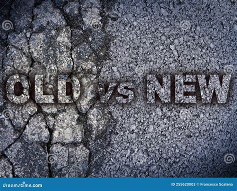 Old Damaged Cracked Asphalt Road Surface Against a New Draining Asphalt ...