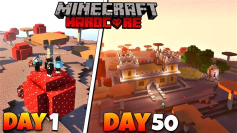 We Survive Days On Mushroom Island In Minecraft Hardcore Youtube