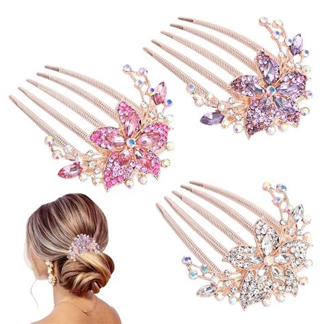 Strass Blumen Haarkamm 3 Stück Haarkamm Haarschmuck Blumen Haarschmuck