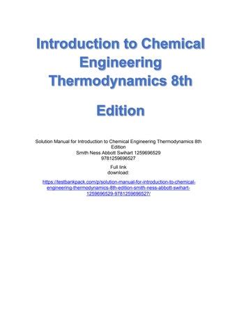 Solution Manual For Introduction To Chemical Engineering Thermodynamics