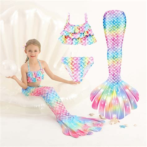Swimsuits For Girls Piece Girls Swimsuit Bathing Suits Bikini Fish Tail Set Ift For Girls