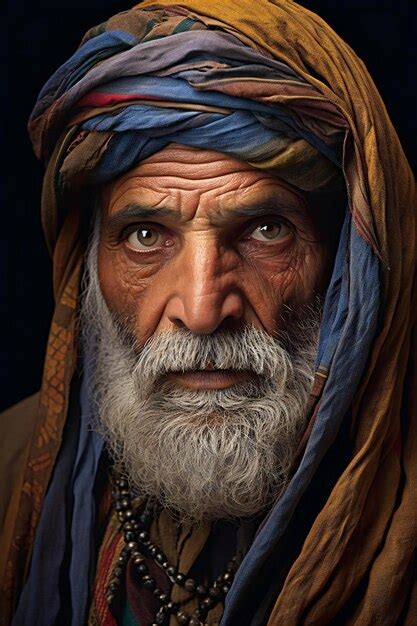 Premium AI Image | Portrait of an old man with white beard and turban