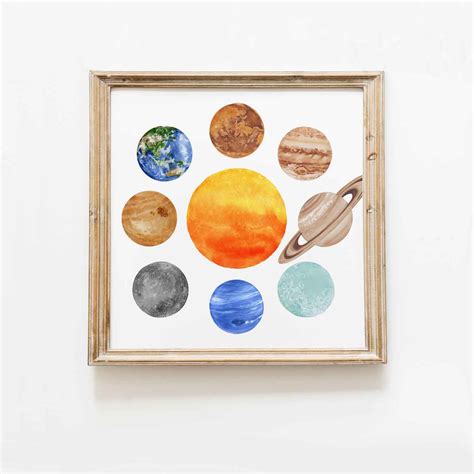 Solar System Planets Poster Colourful Space Art Galaxy Etsy Australia