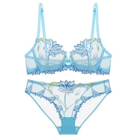 Ensemble Lingerie Femme Kjehome Dentelle Brod E Ultra Fine Maintien Parfait Bleu