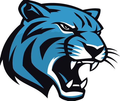 A fierce blue tiger head logo, perfect for sports teams, businesses