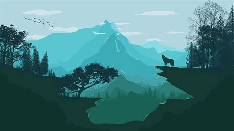 Digital Art Minimalism Mountains Wolf Hd Wallpaper Wallpaperbetter