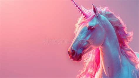 Fantasy Image Of A Majestic Unicorn With Pink Mane And Magical Horn In