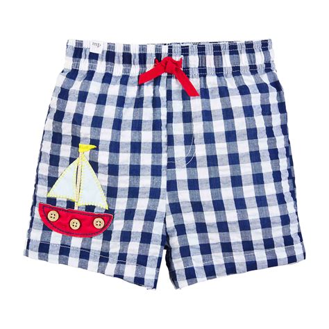 Sailboat Gingham Swim Trunks Classic Whimsy