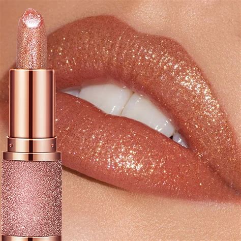 Batom Cores Glitter Mudan A De Temperatura Brilho Labial Prova D Gua Nude Pink Shimmer