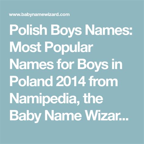 Polish Boys Names: Most Popular Names for Boys in Poland 2014 from ...