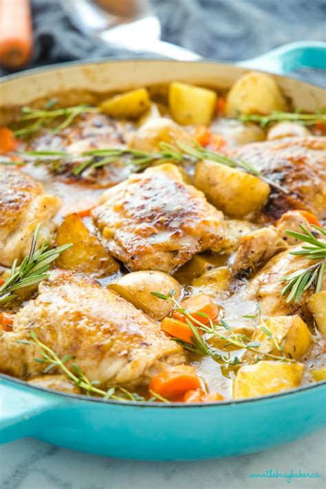 Easy One Pot Roasted Chicken Dinner - The Busy Baker