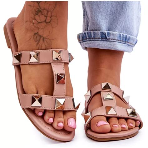 PANTUFLAS DE MUJER Mercure Nude Con Grandes Tachuelas Rosado EUR PicClick FR