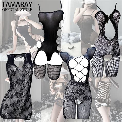 Fishnet Open Crotch Bodysuit Lace Jumpsuit Sexy Lingerie Temptation Sleepwear For Women Shopee