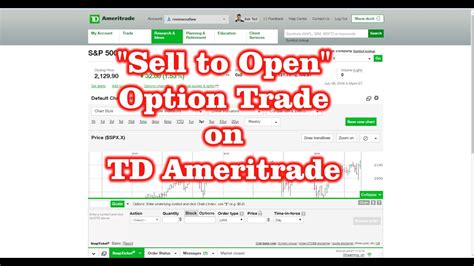 Sell To Open Option Trade On Td Ameritrade Youtube