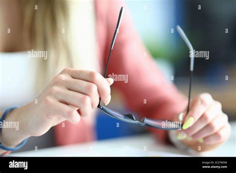 Blonde Employee Sitting In Office Stock Photo Alamy