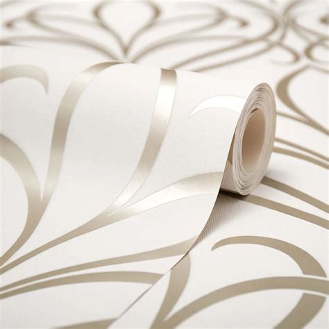 Camden Damask Wallpaper In Neutral And Gold I Love Wallpaper