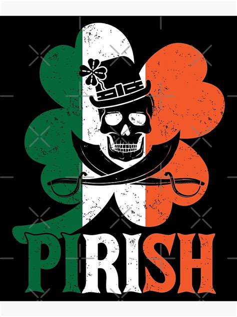Pirish A Swashbuckling Irish Pirate Flag St Patricks Day Poster