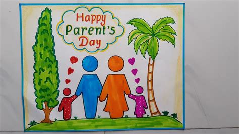 Parents Day Drawing Parents Day Poster Parents Day Chart Drawing Idea