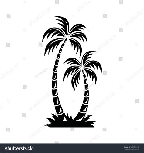 Two Curved Palm Trees Retro Style Stock Vector Royalty Free